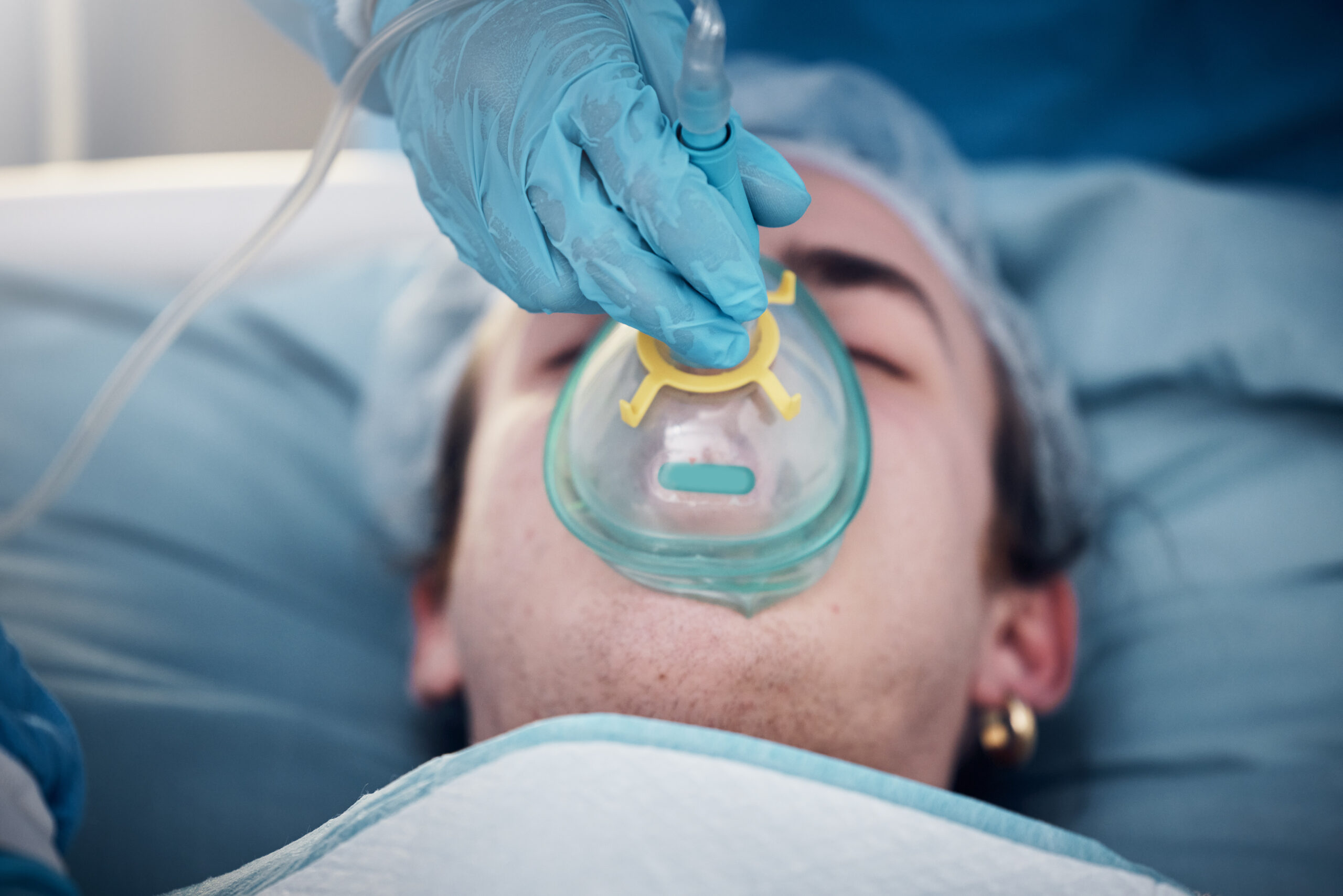 Patient receiving sedation dentistry treatment for anxiety free dental care